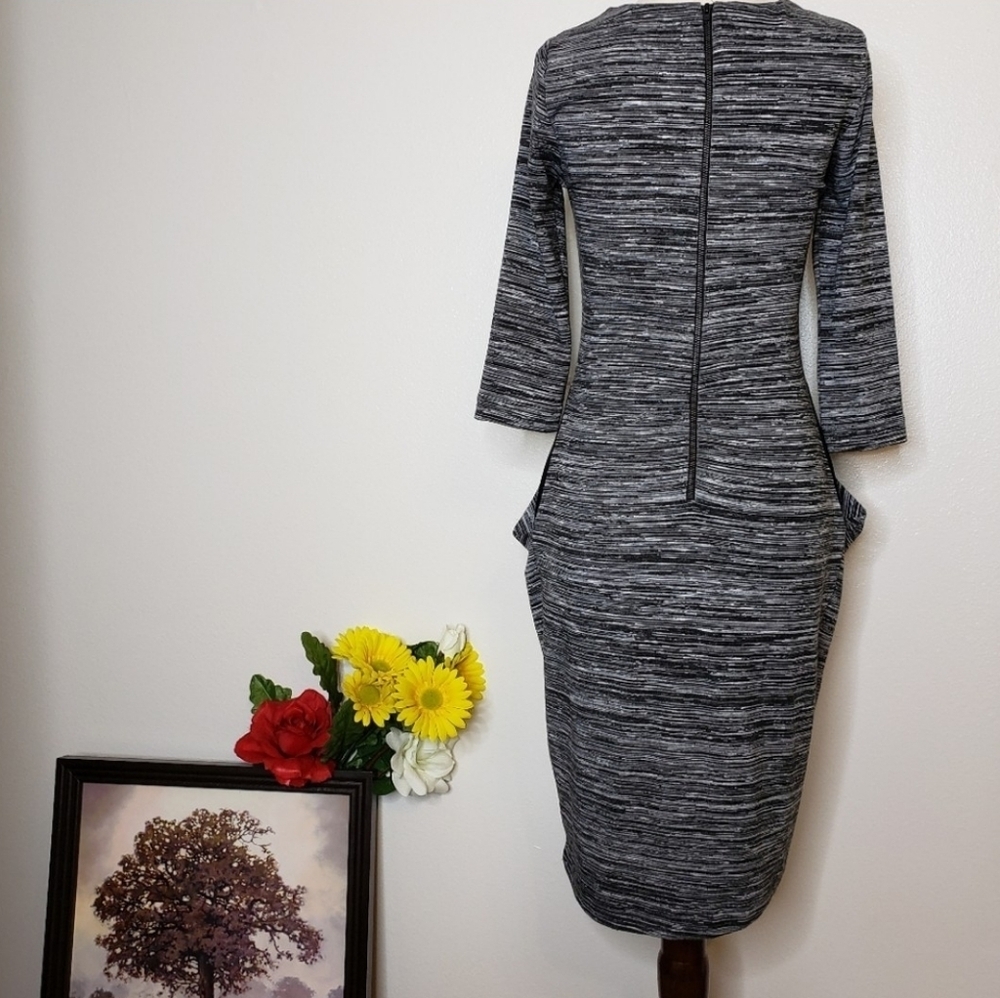 French Connection Fast City Space Dress Pockets Bodycon Mini Spring Retro Office - Picture 4 of 16